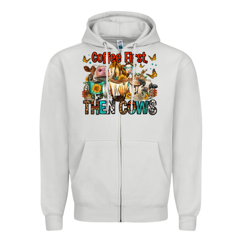 Coffee First Then Cows Zipper Hoodie by FaDigitalArtStudio | Teevron