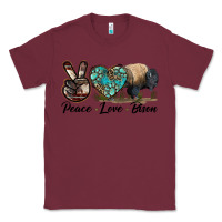 Burgundy Peace lLve Bison Classic Tee - LillyAllenDesigns