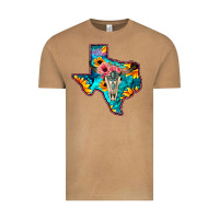 Western Sunflower, Rose, Gemstsone, Turquoise Bull Skull Vintage Tee | Teevron