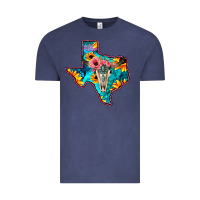Vintage Denim Western Sunflower, Rose, Gemstsone, Turquoise Bull Skull Vintage Tee - Bettercallsaul