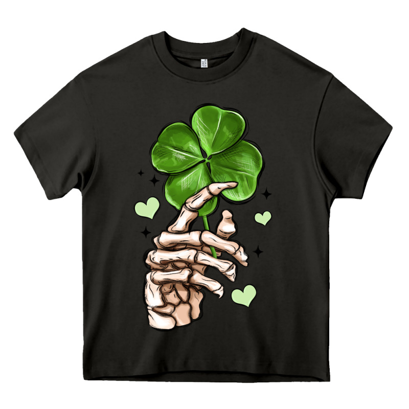 Skeleton Hand With Shamrock St Patrick S Day Heavy Core Tee by MaliasSmallBusiness | Teevron