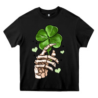 Black skeleton hand with shamrock st patrick s day Heavy Core Tee - MaliasSmallBusiness