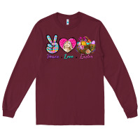 Burgundy Peace love Easter Long Sleeve Tee - NancyCooperArtShop