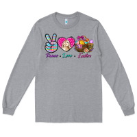 Heather Grey Peace love Easter Long Sleeve Tee - NancyCooperArtShop
