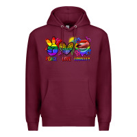 Burgundy Peace love equality Premium Hoodie - FaDigitalArtStudio
