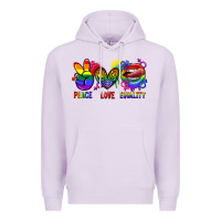 Lilac Peace love equality Premium Hoodie - FaDigitalArtStudio