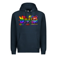 Navy Peace love equality Premium Hoodie - FaDigitalArtStudio