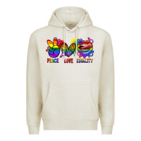 Oatmeal Heather Peace love equality Premium Hoodie - FaDigitalArtStudio