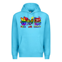 Ocean Blue Peace love equality Premium Hoodie - FaDigitalArtStudio