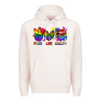 Pale Pink Peace love equality Premium Hoodie - FaDigitalArtStudio