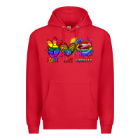Red Peace love equality Premium Hoodie - FaDigitalArtStudio