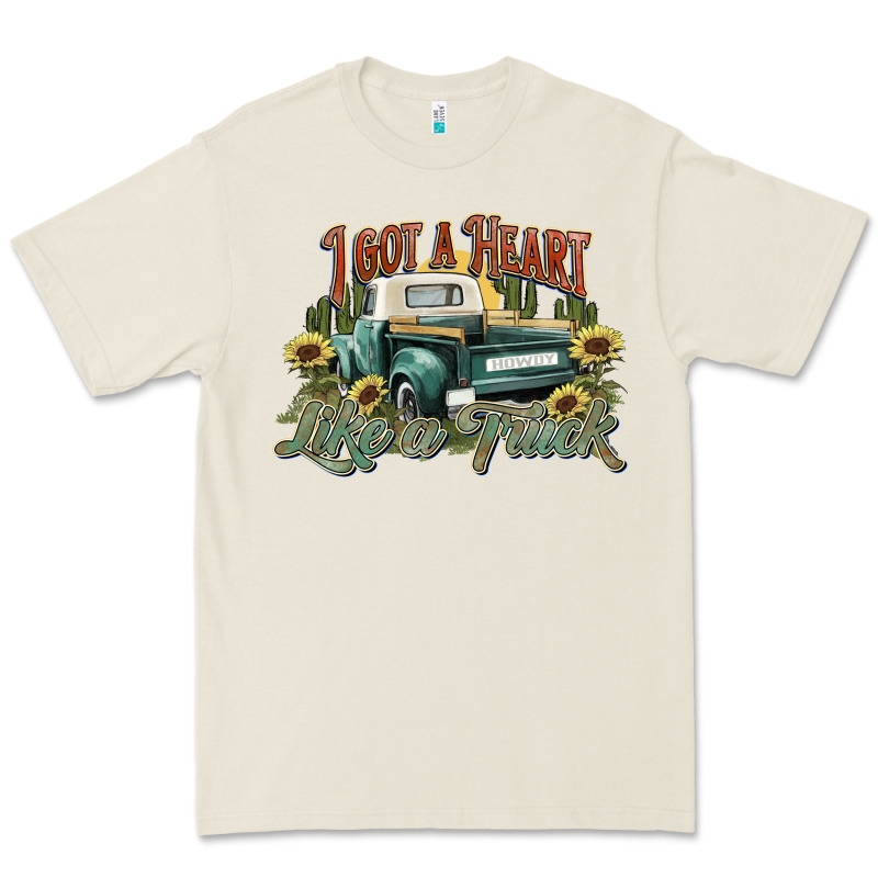 I Got A Heart Like A Truck Western Sunflower Premium Tee by NancyCooperArtShop | Teevron