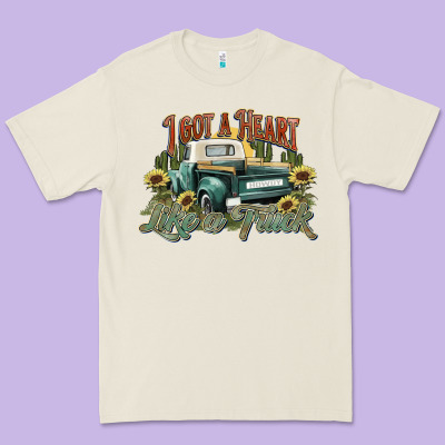 I Got A Heart Like A Truck Western Sunflower Premium Tee Designed By Nancycooperartshop