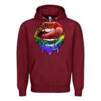 Burgundy rainbow lips pride Zipper Hoodie - FaDigitalArtStudio