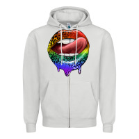 Dove Grey rainbow lips pride Zipper Hoodie - FaDigitalArtStudio
