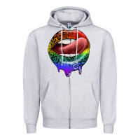 Heather Grey rainbow lips pride Zipper Hoodie - FaDigitalArtStudio