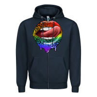 Navy rainbow lips pride Zipper Hoodie - FaDigitalArtStudio