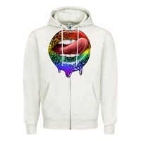 Oatmeal Heather rainbow lips pride Zipper Hoodie - FaDigitalArtStudio