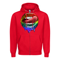 Red rainbow lips pride Zipper Hoodie - FaDigitalArtStudio