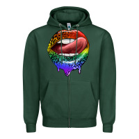 Sports Green rainbow lips pride Zipper Hoodie - FaDigitalArtStudio