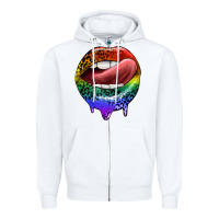 White rainbow lips pride Zipper Hoodie - FaDigitalArtStudio