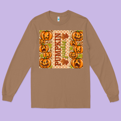 Fall Pumpkin Junkie Long Sleeve Tee Designed By Texasbilliewilder