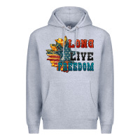 Heather Grey Long live freedom Premium Hoodie - FaDigitalArtStudio