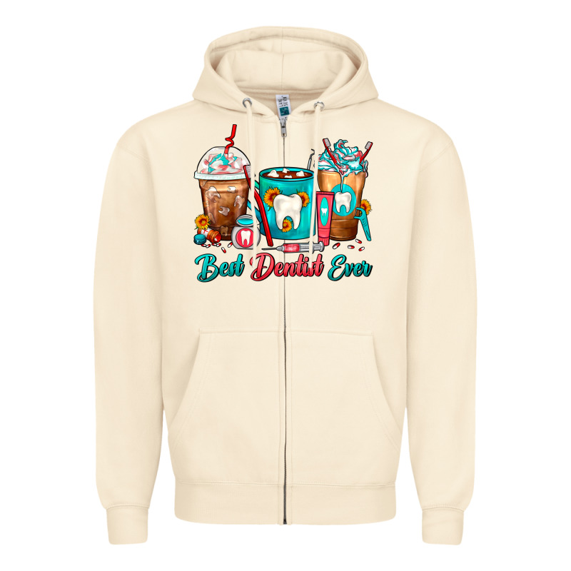 Best Dentist Ever Dentist Coffee Cups Zipper Hoodie by FaDigitalArtStudio | Teevron