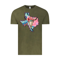 Vintage Olive Texas Boho Bull Skull Vintage Tee - Bettercallsaul