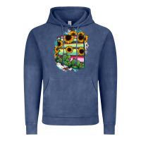 Vintage Denim Arizona Map Sunflower Cactus Serape Vintage Hoodie - RanaPortraitStore