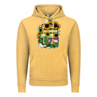 Vintage Mustard Arizona Map Sunflower Cactus Serape Vintage Hoodie - RanaPortraitStore
