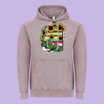 Arizona Map Sunflower Cactus Serape Vintage Hoodie Designed By Ranaportraitstore
