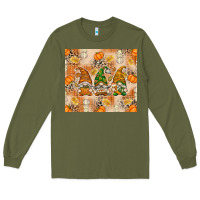 Army Green Fall with Gnomes Long Sleeve Tee - texasbilliewilder