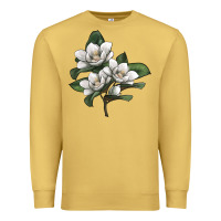 Antique Gold Magnolia Flower Illustration Premium Sweatshirt - LillyAllenDesigns