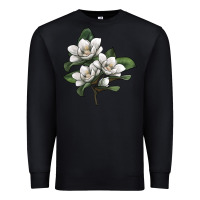 Black Magnolia Flower Illustration Premium Sweatshirt - LillyAllenDesigns