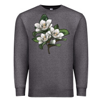 Charcoal Heather Magnolia Flower Illustration Premium Sweatshirt - LillyAllenDesigns