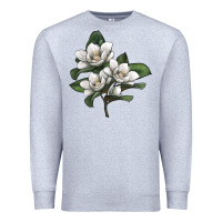 Heather Grey Magnolia Flower Illustration Premium Sweatshirt - LillyAllenDesigns
