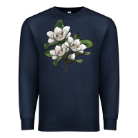 Navy Magnolia Flower Illustration Premium Sweatshirt - LillyAllenDesigns