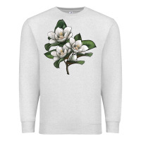 Oatmeal Heather Magnolia Flower Illustration Premium Sweatshirt - LillyAllenDesigns