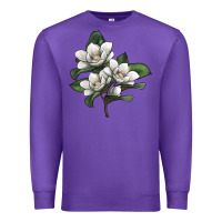 Purple Magnolia Flower Illustration Premium Sweatshirt - LillyAllenDesigns