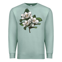 Seafoam Magnolia Flower Illustration Premium Sweatshirt - LillyAllenDesigns