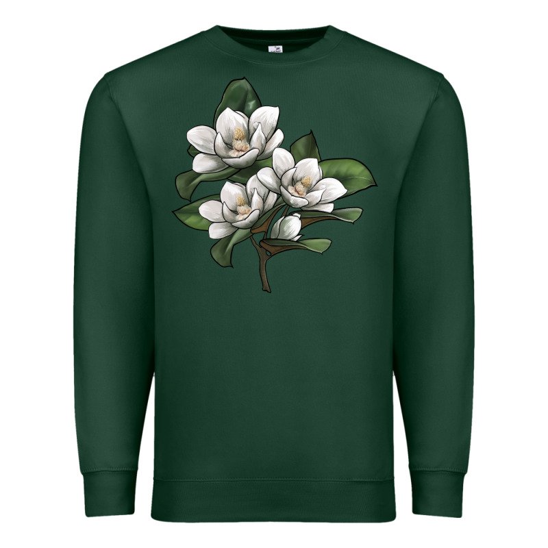 Magnolia Flower Illustration Premium Sweatshirt by LillyAllenDesigns | Teevron