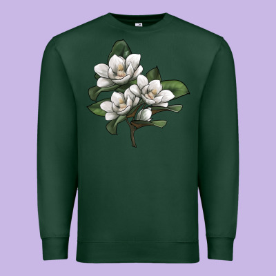 Magnolia Flower Illustration Premium Sweatshirt Designed By Lillyallendesigns