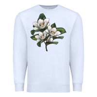 White Magnolia Flower Illustration Premium Sweatshirt - LillyAllenDesigns