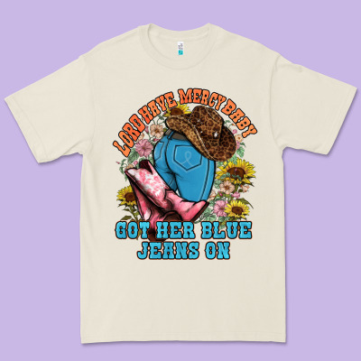 Lord Have Mercy Baby Got Her Blue Jeans On Premium Tee Designed By Nancycooperartshop