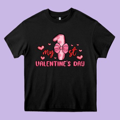 My First Valentines Day Heavy Core Tee Designed By Maliassmallbusiness