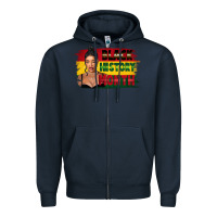Navy black history month black girl Zipper Hoodie - FaDigitalArtStudio