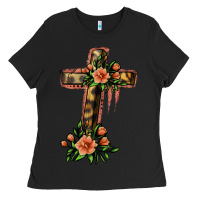 Black Flower Cross Ladies Tee - Jasminsmagicworld