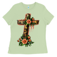 Matcha Flower Cross Ladies Tee - Jasminsmagicworld