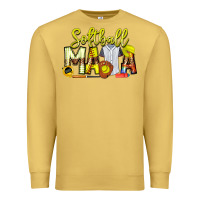 Antique Gold Softball Mama Premium Sweatshirt - CowhideDigitalArt
